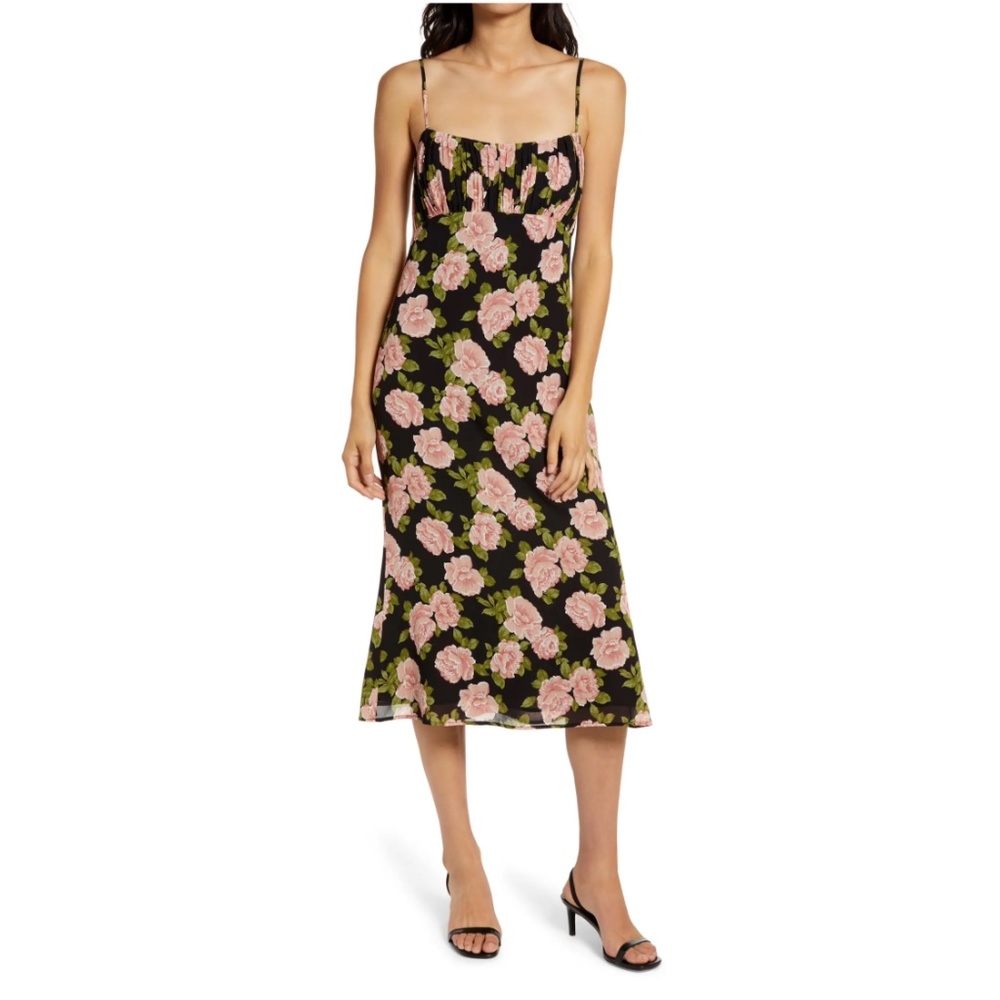 NEW Reformation Arie Floral Print Midi Dress Size 10
